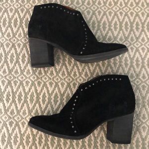 Frye Black Suede Studded Heeled Boots